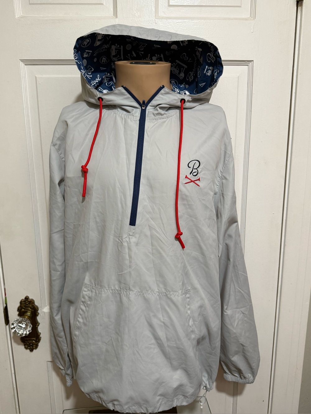Barstool Sports Mens Size Large Golf Long Sleeve Thin Rain Jacket Grey